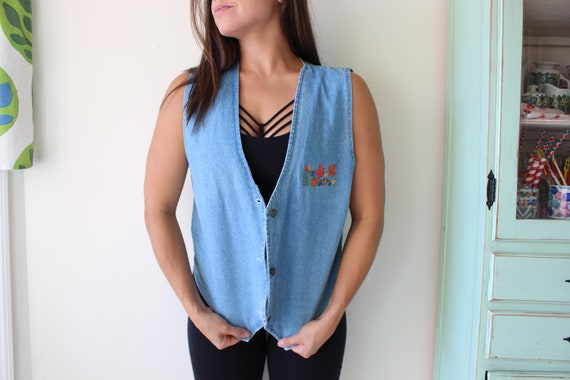 Vintage BLUE JEAN Jacket Vest...harvest. hipster.… - image 6