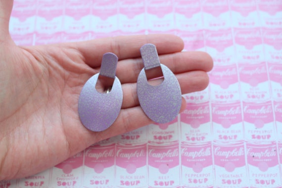 1980s SPECKLED Oversized Earrings....purple. cost… - image 1