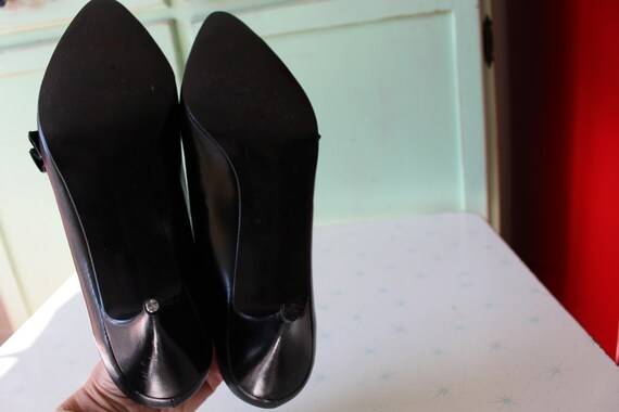 Vintage FANCY Black Heels..size 7.5 womens...1980… - image 8