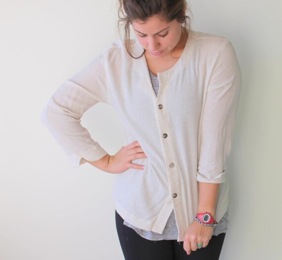 1980s Boho Cream Blouse: Vintage Chico's Design, … - image 1