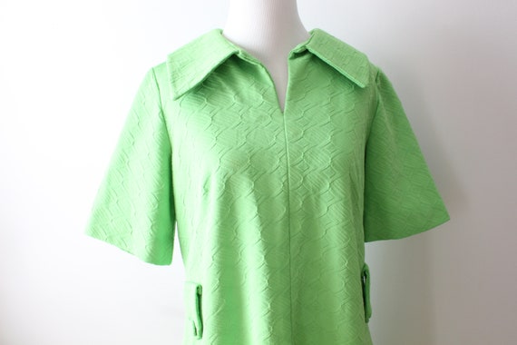 Vintage LIME GREEN Day Dress....size medium large… - image 1