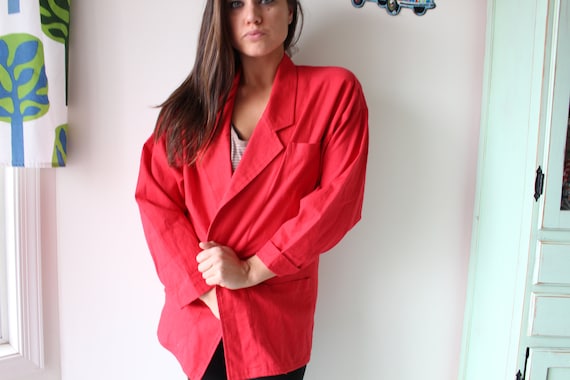 Vintage CHERRY RED Blazer Jacket....size large xl… - image 2