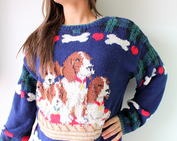 Vintage DOG SWEATER....size medium large...kitsch.