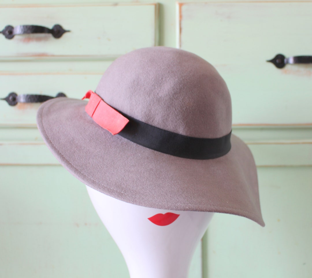 Vintage Wool Fedora Hat: Gray Peach Cloche, 1960s Lancaster  display picture 2