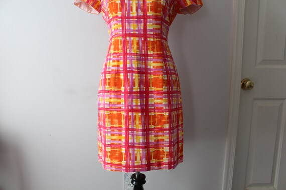 1990s Vintage Orange Pink Dress....size medium wo… - image 3