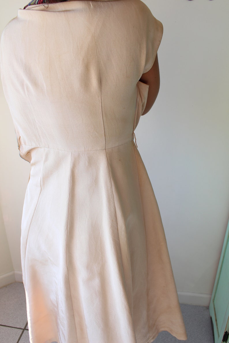 70s dress librarian twiggy nude 1960s dress tan retro medieval 1970s MARY TYLER MOORE Dress..size small to medium womens...gogo mod