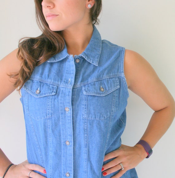 Vintage BLUE JEAN Jacket Vest.grunge. hipster. re… - image 1