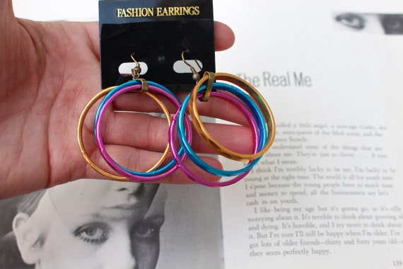 1980s Vintage Rainbow ATOMIC New Old Stock Earrin… - image 3