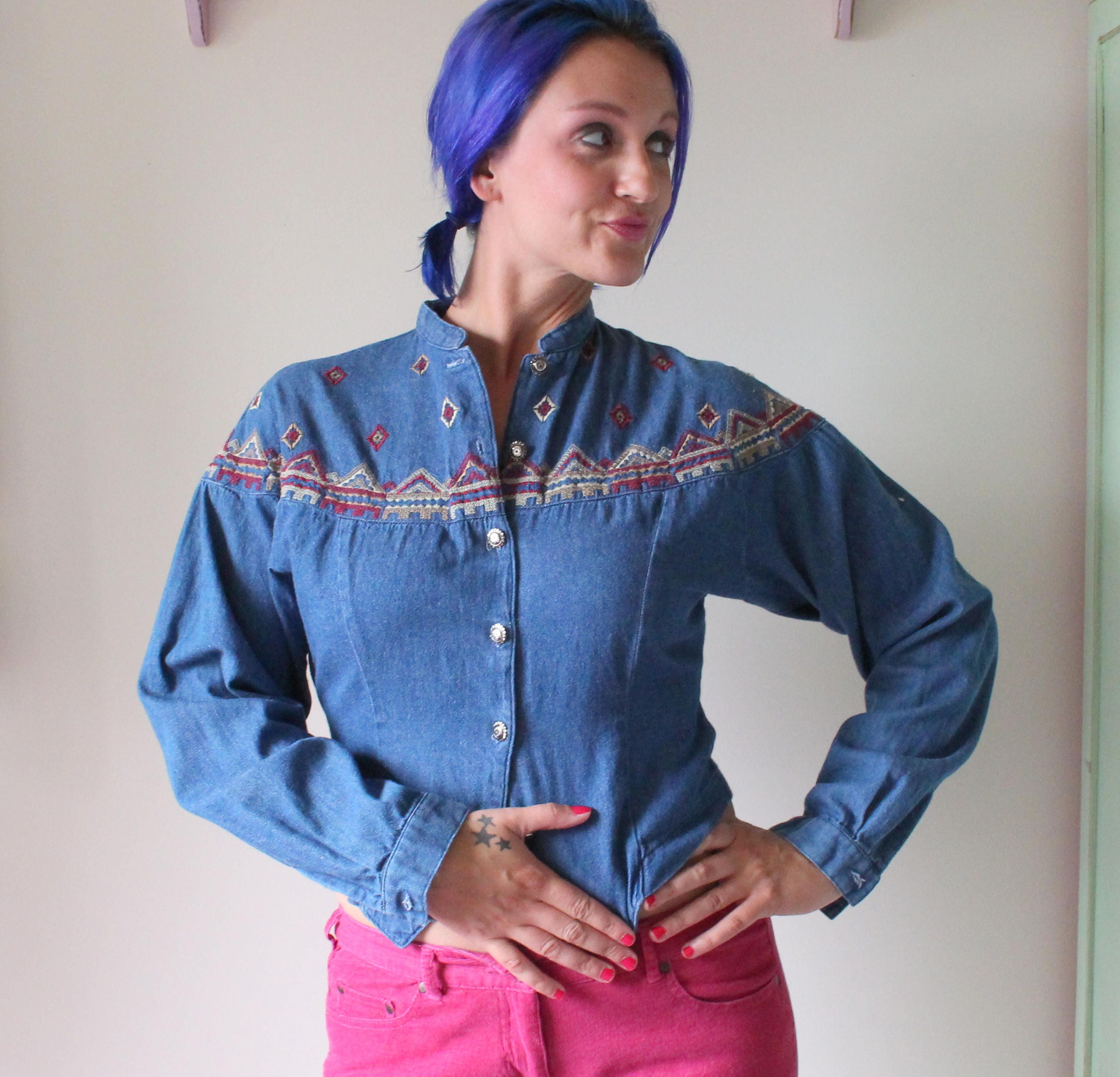 ジャケット・アウター 90s cropped denim jacket made in morocco Z1975 FAUX FUR LAPEL CROPPED DENIM JACKET - Mid-blue | ZARA