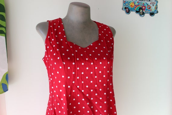 1980s RED Polka Dot Dress....size medium. mod. re… - image 5