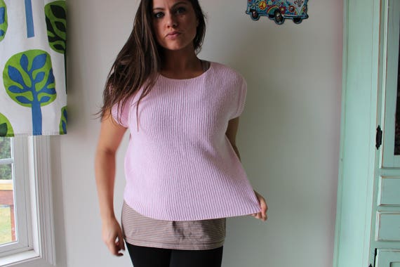 Vintage 1980s Pink Boho Designer Crop Sweater....… - image 2