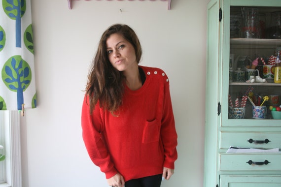 1990s LIZ SPORT Red Sweater..size medium..colorfu… - image 5