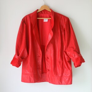 Vintage 1980s Red Serbin Jacket: Retro Hipster Style, Size Large