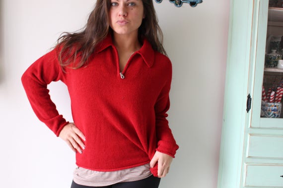 1990s Designer Red Sweater.....express tricot. co… - image 5