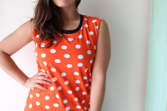 1980s VINTAGE DOTS Tank Mini Dress...medium. larg… - image 4