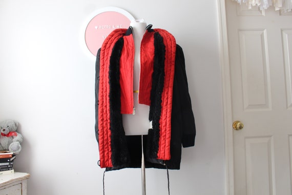 1980s RED Black Coat Jacket.....large. unisex. me… - image 2