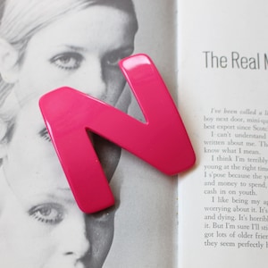 1980s Pink Letter Hair Clip: Retro Initial Barrette