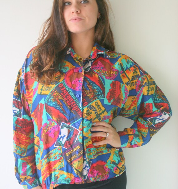 1980s Vintage Hawaiian Blouse...unisex. hotel. fu… - image 1