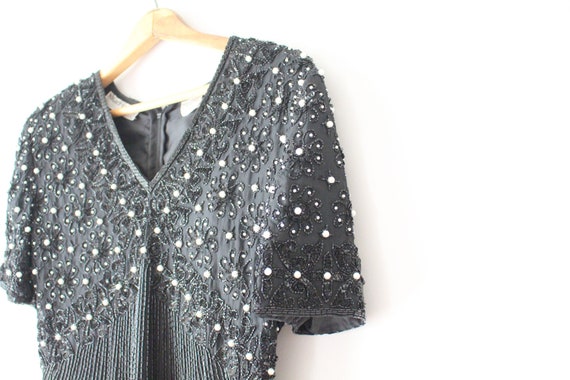 1980s Vintage BLACK SEQUINS Fancy Dress....size s… - image 1