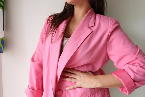 1980s Vintage Pink Blazer Jacket..size large xlar… - image 3