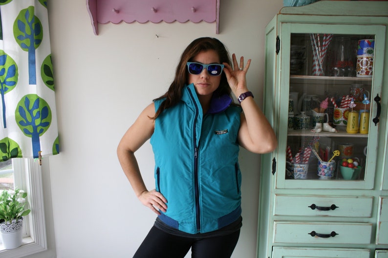 bright retro rainbow BEAN Teal Mesh Jacket...colorful 1980s hipster urban 1980s L.L fun unisex rad womens vest 1990s mens