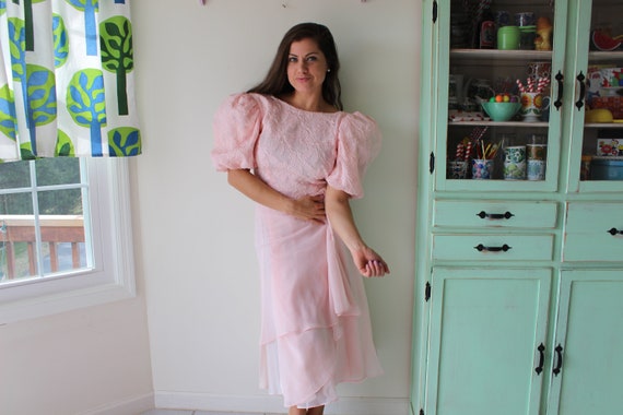 Vintage PINK LACE Ruffled Victorian Dream Dress..… - image 2