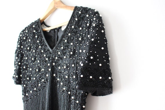 1980s Vintage BLACK SEQUINS Fancy Dress....size s… - image 7