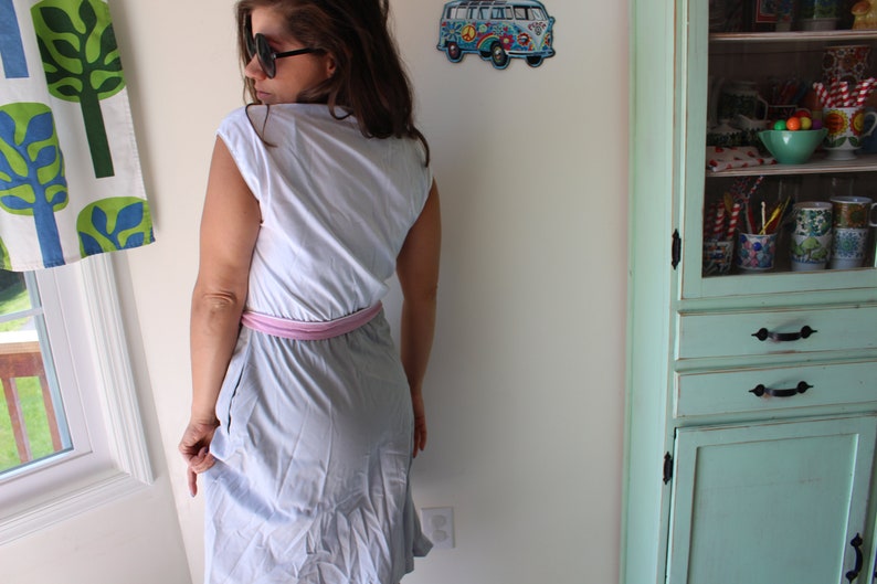 solid casual dress twirl twirl mod 1980s Pink and Gray Dress....size small medium womens...waitress retro ruffled 1980s glam wiggle