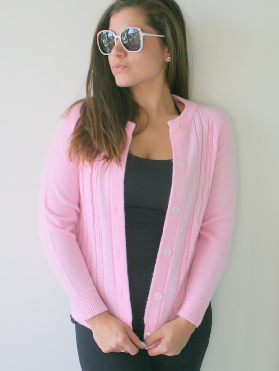 Vintage Preppy Spring Pink Slouchy Crop Sweater...