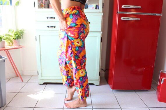 1980s Vintage Floral Hawaiian Pants...rainbow. hi… - image 5