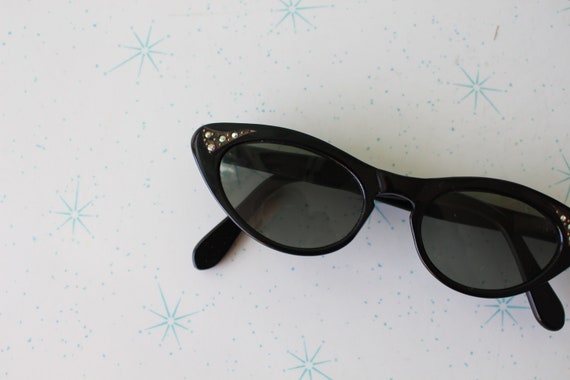 1950s Black Cat Eye Sunglasses, Vintage Mod Eyewe… - image 9