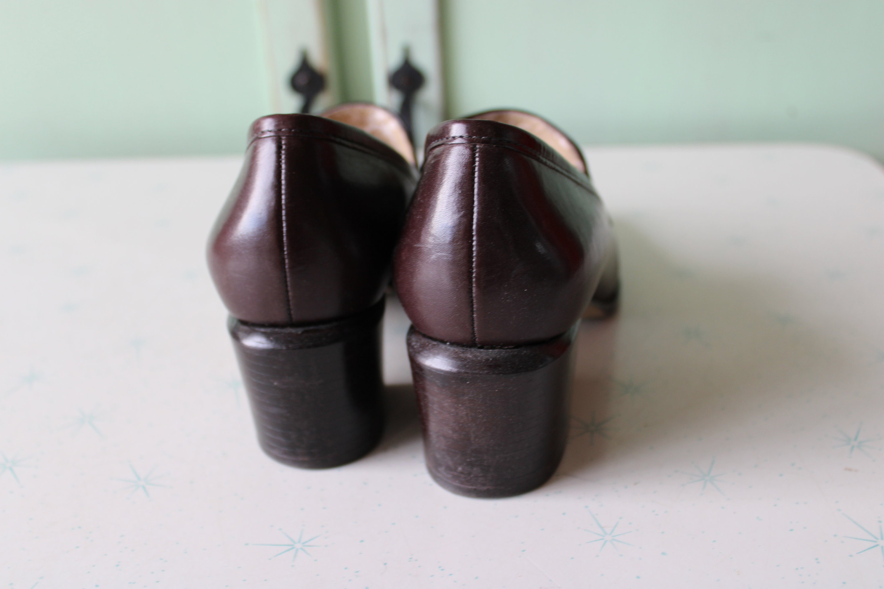 90年代ヴィンテージ NINE WEST ブラウンレザーローファーヒール 