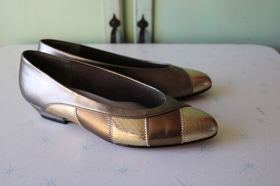 1980s Gold Silver Glam Rocker Fancy Heels.size 6 … - image 5