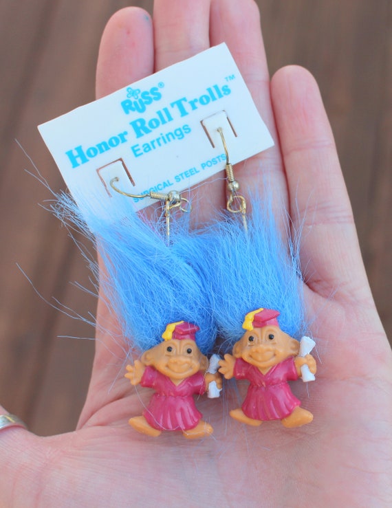 NOS Vintage TROLLS Doll Earrings...collectible. tr