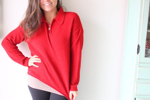 1990s Designer Red Sweater.....express tricot. co… - image 1