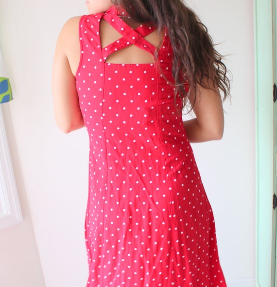 1980s RED Polka Dot Dress....size medium large. m… - image 1