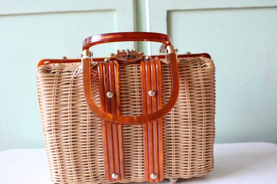1960s Tan CLUTCH Purse....straw purse. date night… - image 2