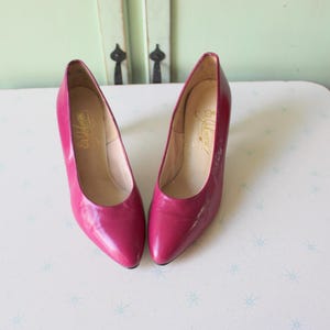 1980s Pink Leather Heels - Size 8 Vintage Designer Shoes