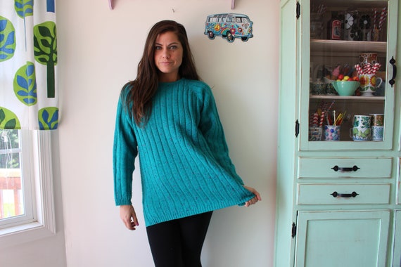 1980s Oversized Geometric Sweater...blue. colorfu… - image 5