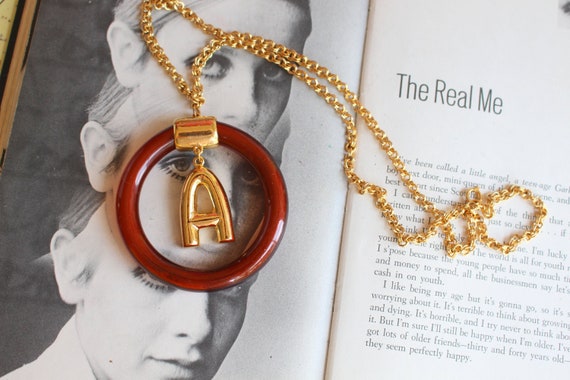 New Old Stock 1980s Letter A Necklace.....golden.… - image 1