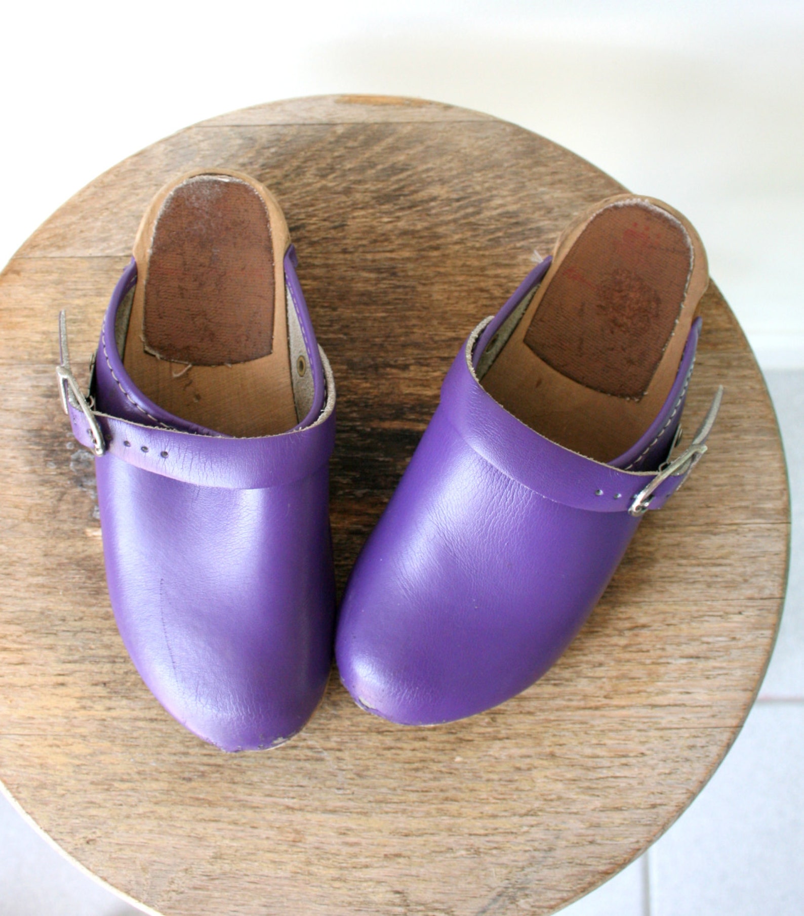 1970s PURPLE CLOGS Leather Danish Shoes..toddler girls 1970s PURPLE CLOGS Leather Danish Shoes..toddler girls