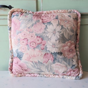 1980s Vintage Floral Shabby Dainty Chic Dainty Throw Pillow.....patio. bedding. couch. girls. kitsch. love. mauve. pink. housewarming gift