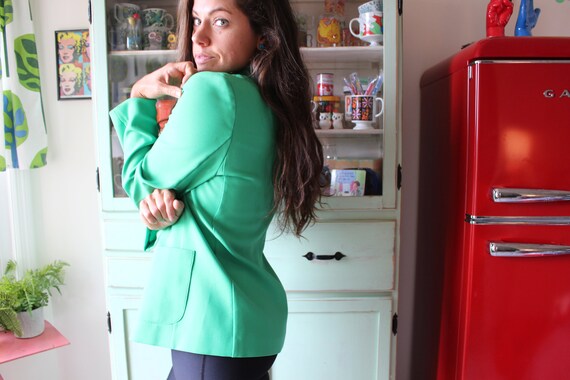 Vintage Kelly Green Blazer Jacket.size medium lar… - image 7