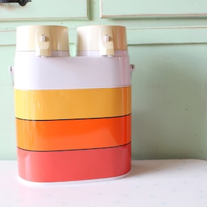 Vintage Retro Thermos: Orange Yellow Atomic Decor