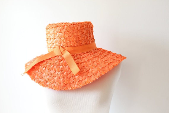Vintage The Orange Floppy Straw Hat...straw hat. … - image 1