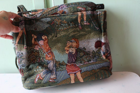 1980s Vintage GOLF Fabric Handbag..sporty. retro.… - image 4