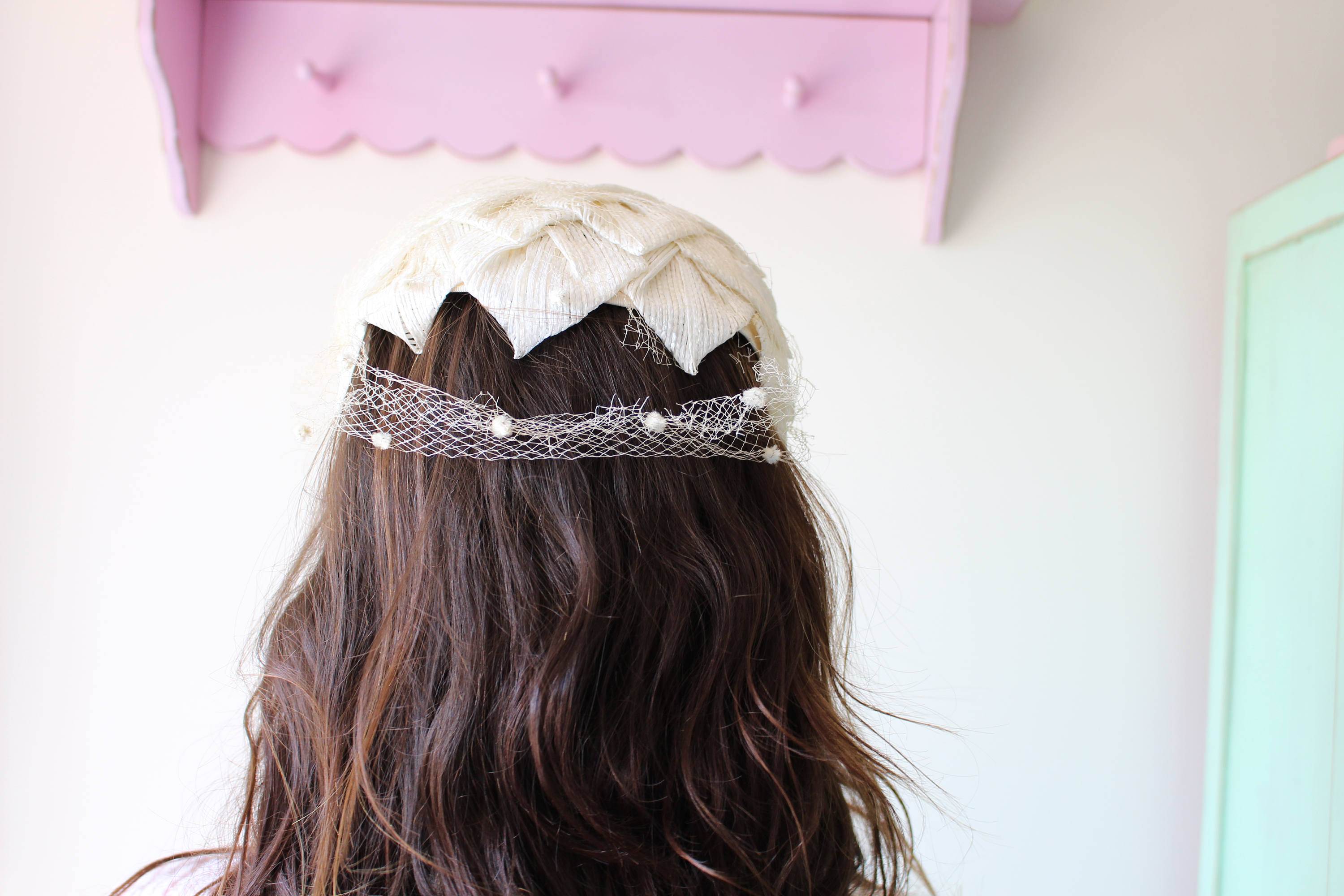 Vintage 1960s Lace Tulle Hat: Dreamy Wedding Bride Costume 