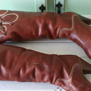 AMAZING 1980s LEATHER Western Cowgirl Boots...size 5.5 womens....leather boots. tassles. 1980s boots. hipster. western. new wave image 3