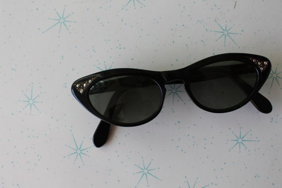 1950s Black Cat Eye Sunglasses, Vintage Mod Eyewe… - image 6