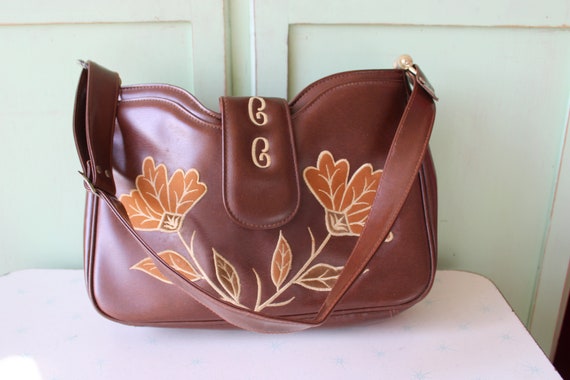 Vintage RETRO Floral Handbag....retro. 1970s purs… - image 2